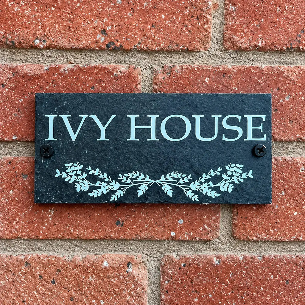 Number slate house sign leaf divider small