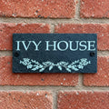 Number slate house sign leaf divider small