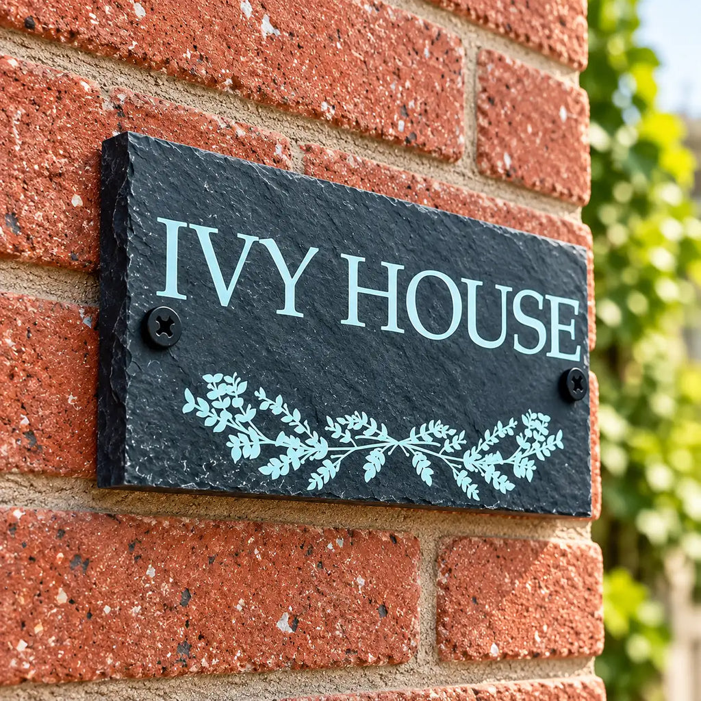 Number slate house sign leaf divider small