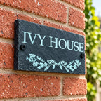 Number slate house sign leaf divider small