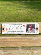 Acrylic bench picture memorial plaque - Yellow Flowers