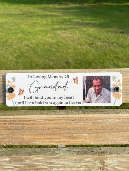 Acrylic bench picture memorial plaque - Yellow Flowers