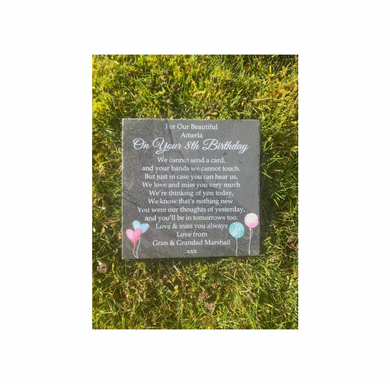 Balloon Birthday memorial plaque