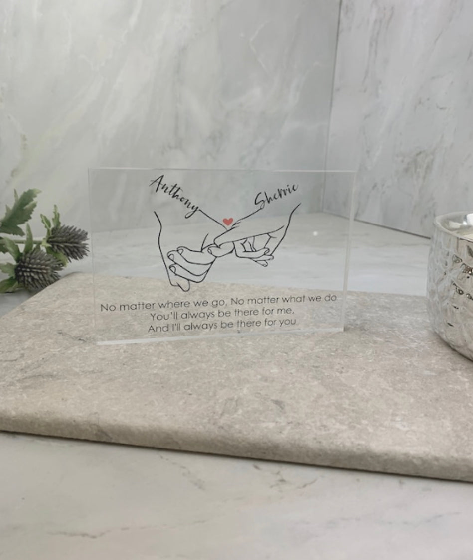 Love hands acrylic block