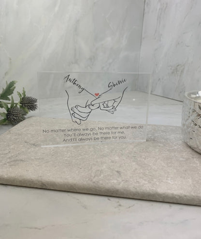 Love hands acrylic block