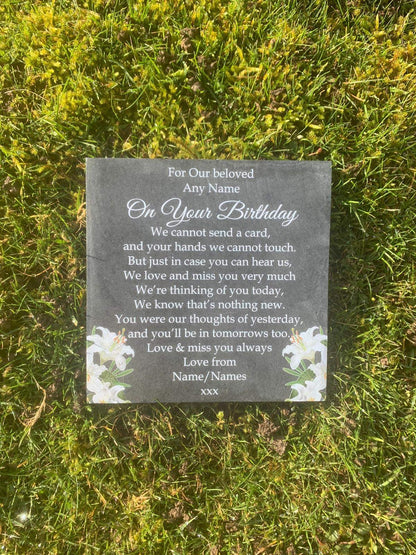 Floral Birthday memorial plaque