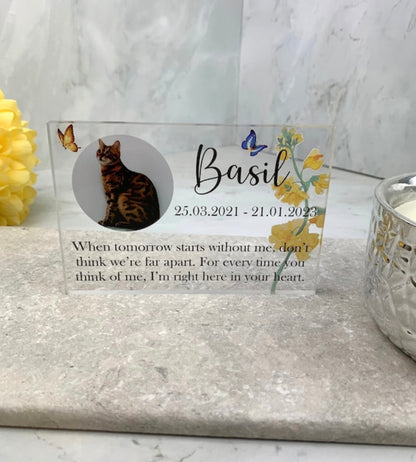 Floral Pet memorial acrylic block