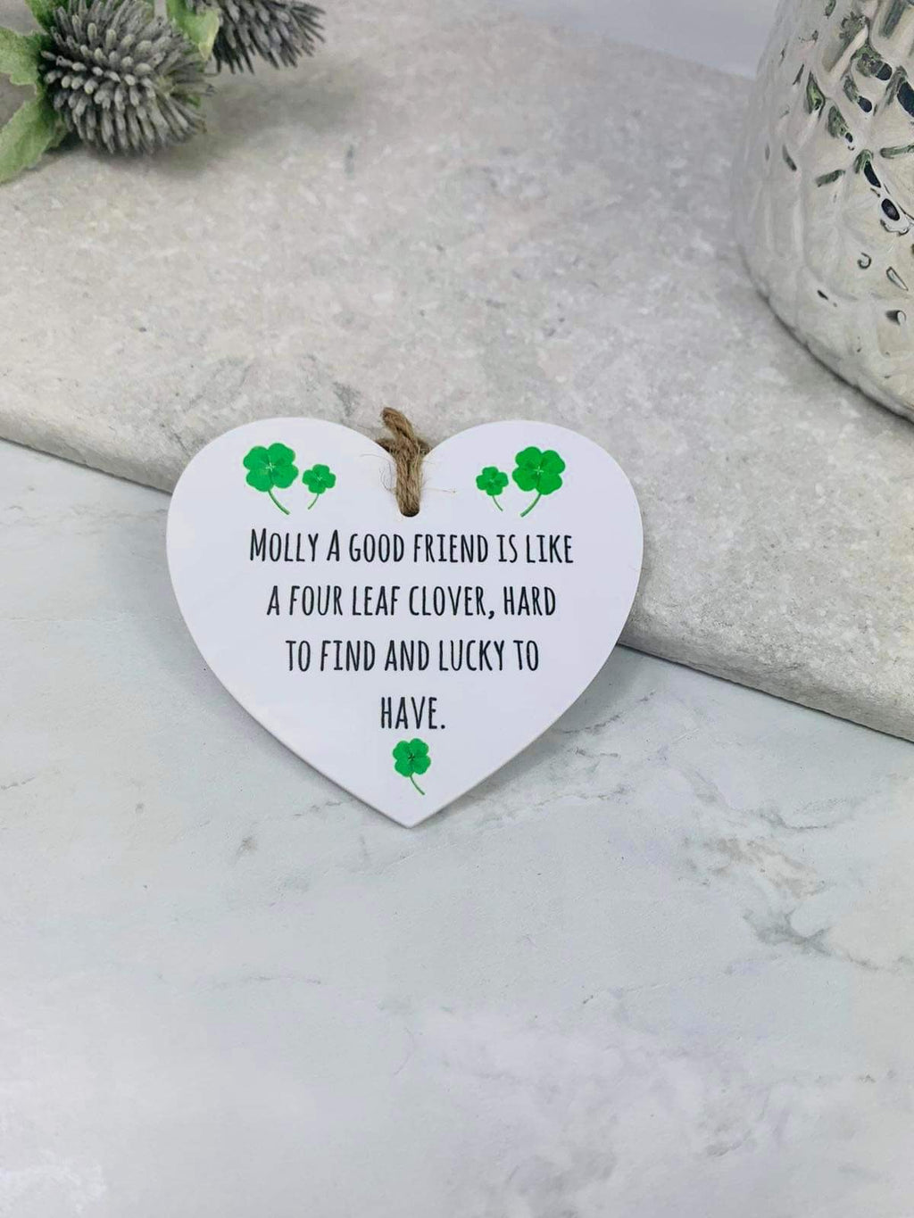 BOGOF A good friend is like a four leaf clover hanging heart keepsake