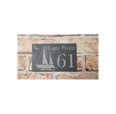 Sailing boat slate house sign