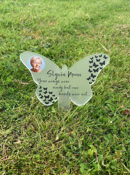 Butterfly memorial stake your wings were ready