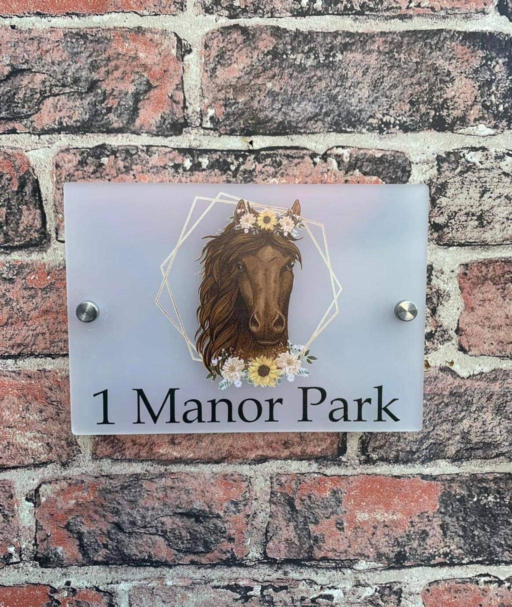 Floral horse acrylic house sign