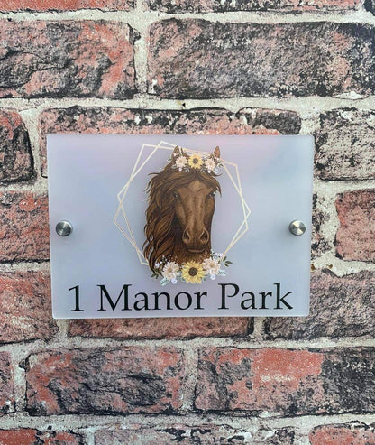 Floral horse acrylic house sign