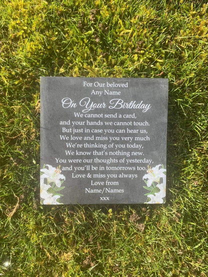 Floral Birthday memorial plaque