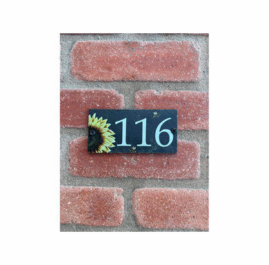 Number slate house sign sunflower small