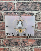 Floral rabbit acrylic house sign