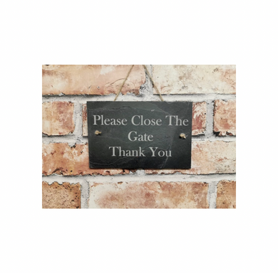 Please close the gate garden slate sign