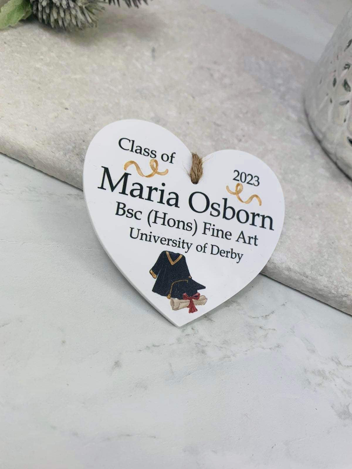 BOGOF Graduation hanging heart keepsake.