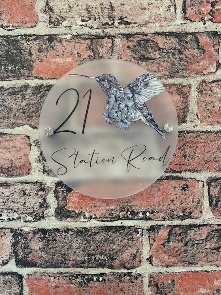 Hummingbird acrylic house sign
