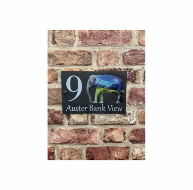 Elephant slate house sign