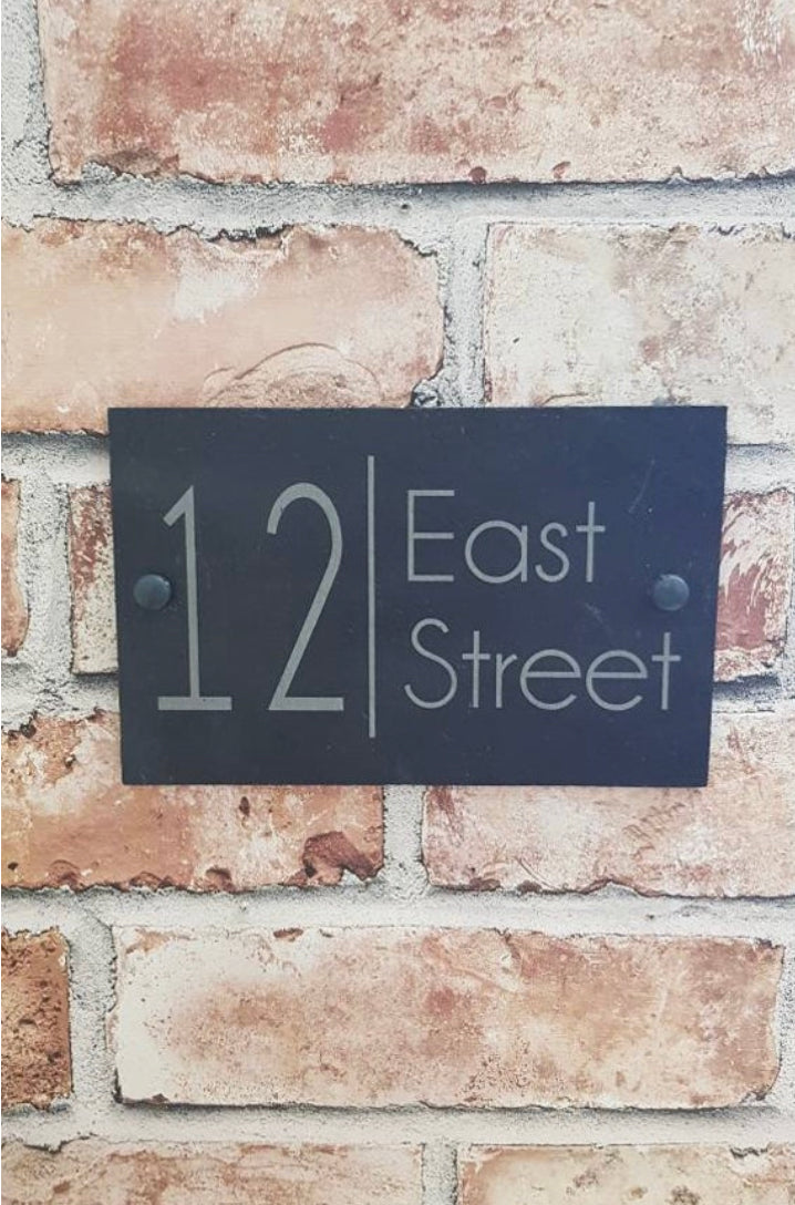 Line divider slate house sign