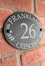 Oval Leaf slate house sign