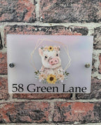 Floral pig acrylic house sign