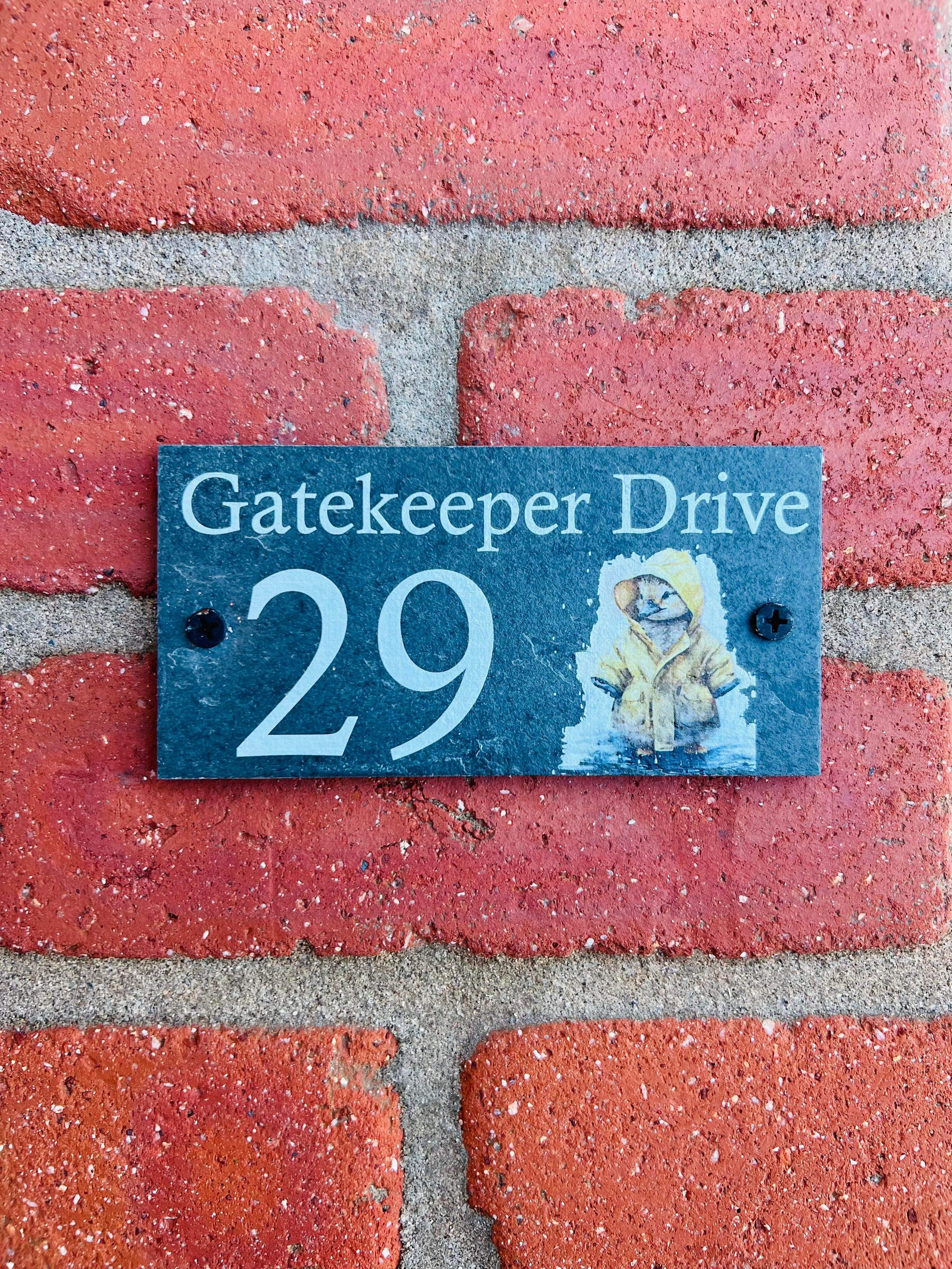 Number slate house sign duck small