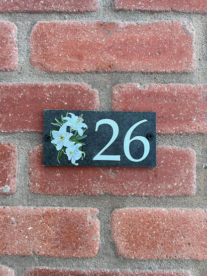 Number slate house sign lilly small