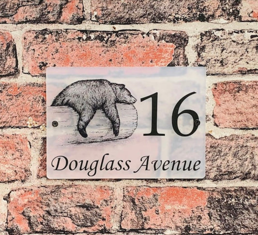 Bear acrylic house sign