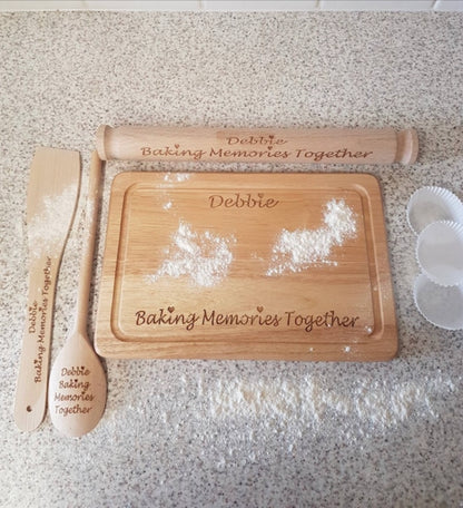 Four piece wooden baking set