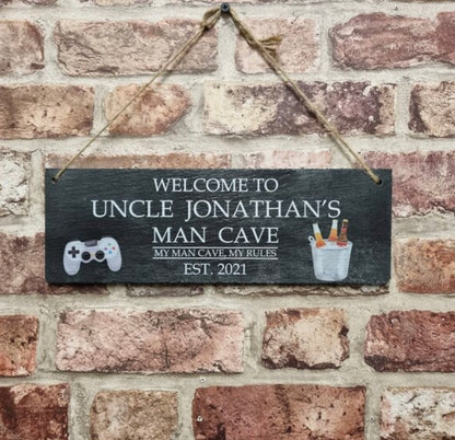 Man cave garden slate sign