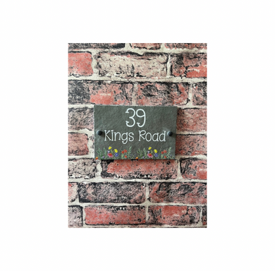 Wild flowers slate house sign