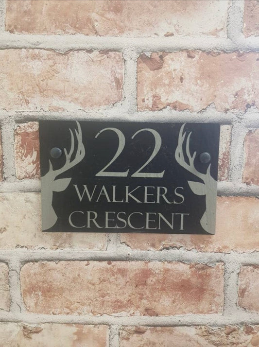 Stag slate house sign