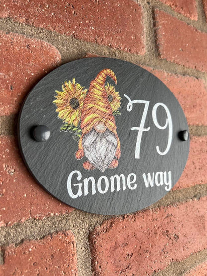 Oval Gnome slate house sign