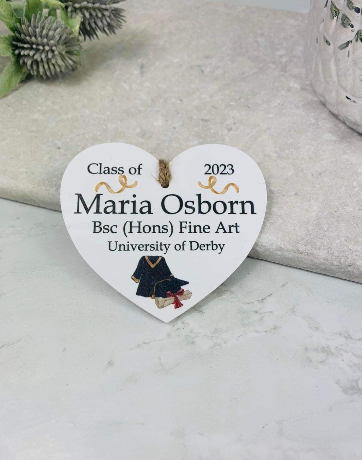 BOGOF Graduation hanging heart keepsake.