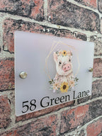 Floral pig acrylic house sign