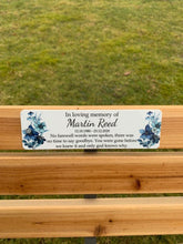 Acrylic blue floral  bench memorial plaque