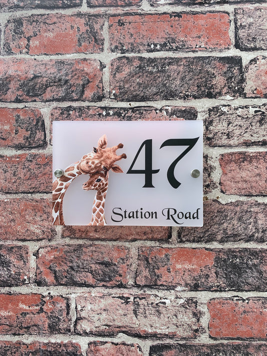 Giraffe acrylic house sign