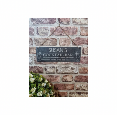 Cocktail bar garden slate sign