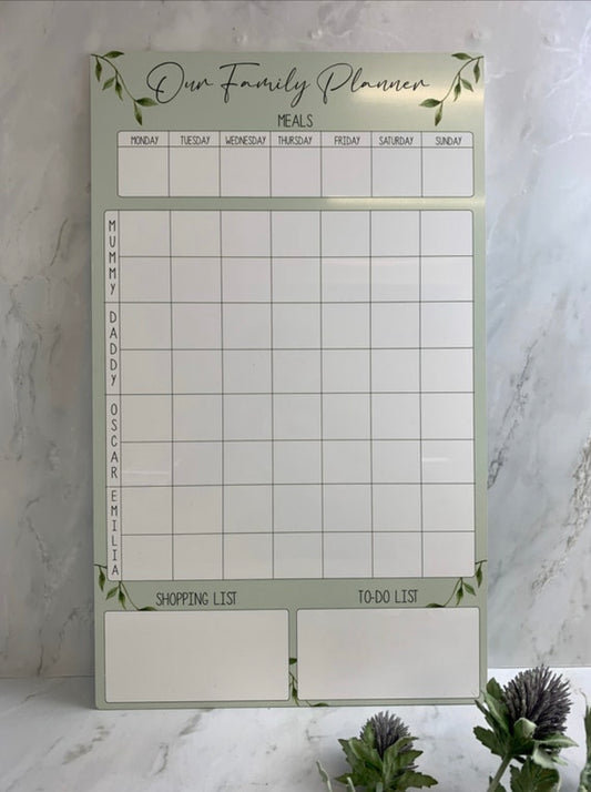 Green Family weekly planner