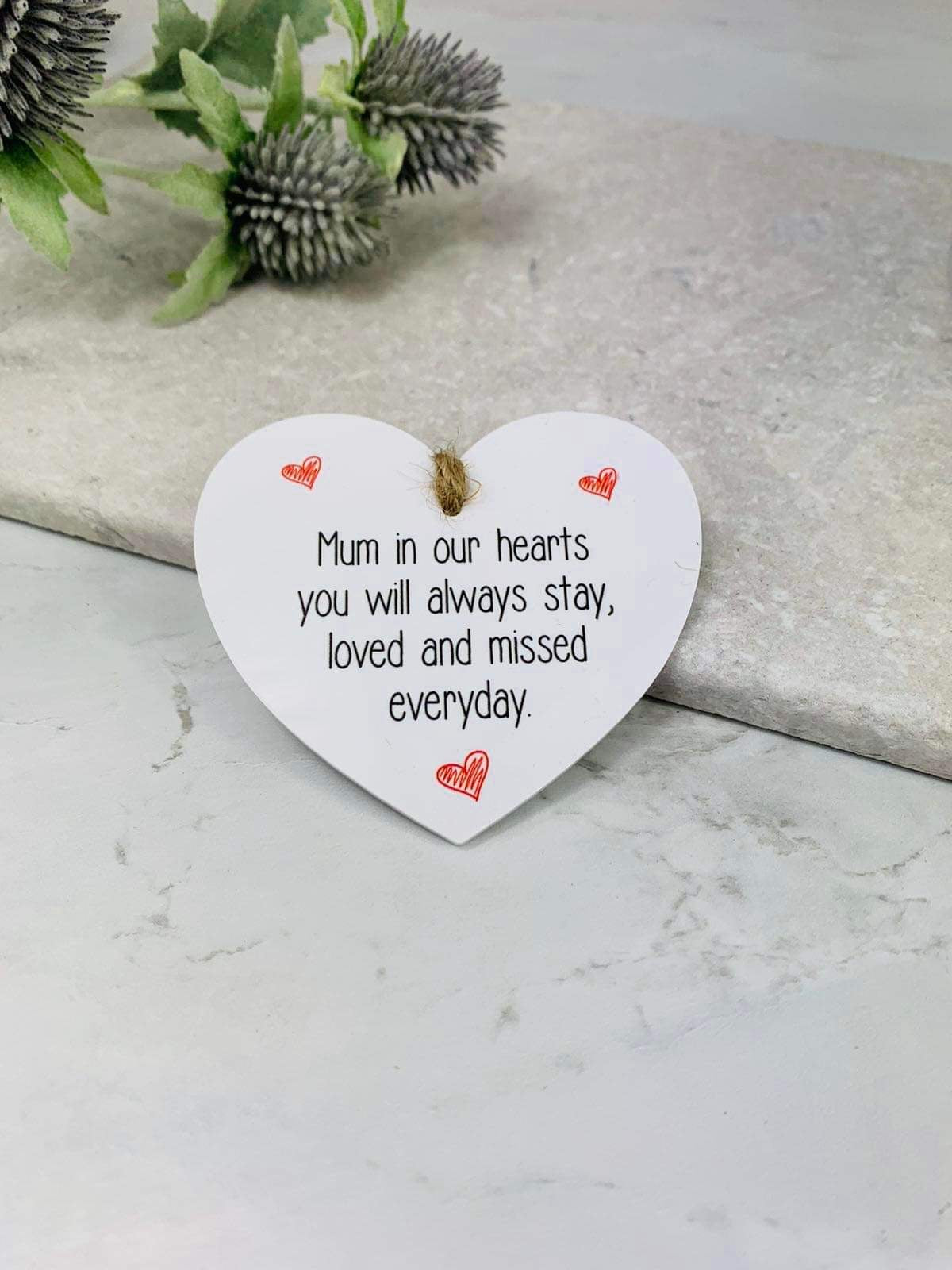 BOGOF In our hearts hanging heart keepsake