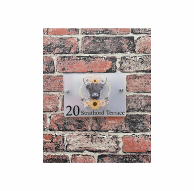 Highland cow acrylic house sign