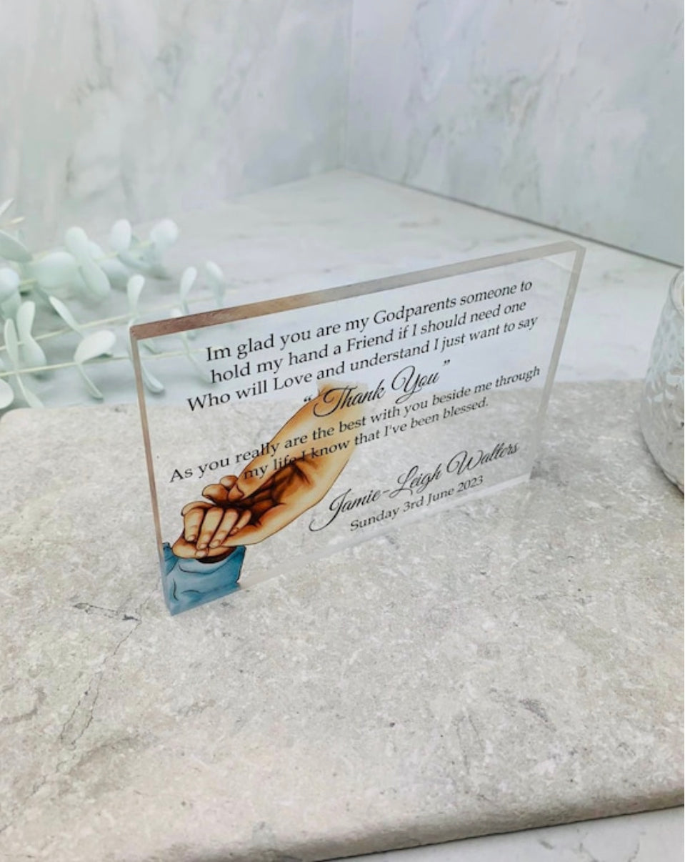 Godparent gift acrylic block