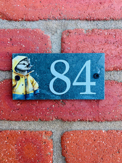 Number slate house sign duck small