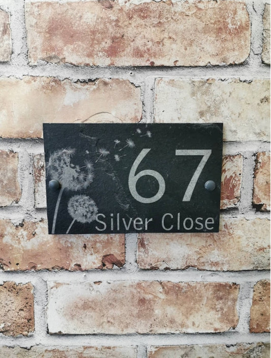 Dandelion slate house sign