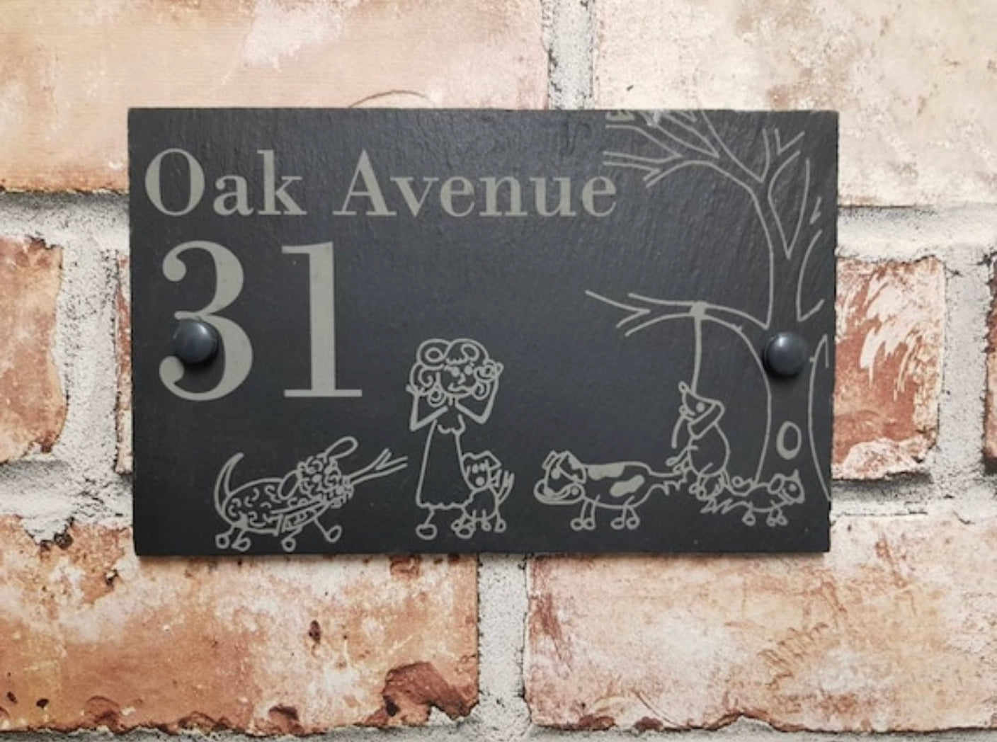 Crazy dog lady slate house sign