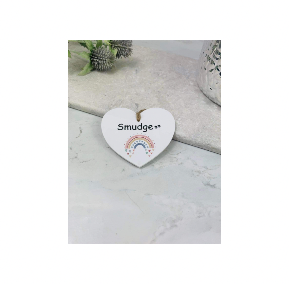 BOGOF Pet rainbow hanging heart keepsake