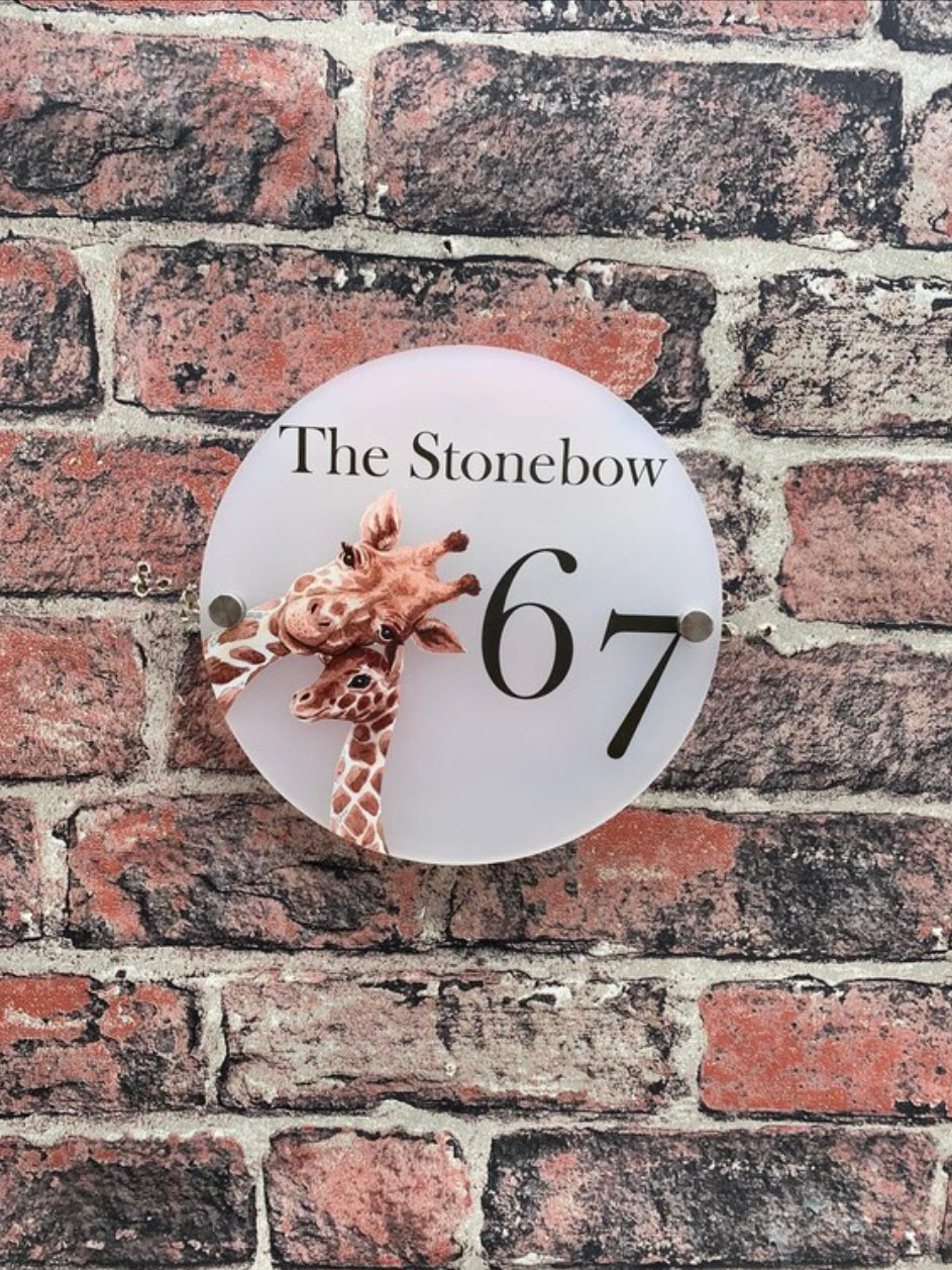 Giraffe acrylic house sign
