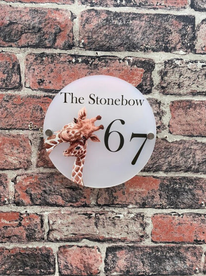 Giraffe acrylic house sign