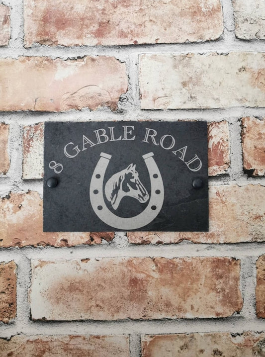 Horse slate house sign
